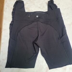 Lululemon Speed Tight IV Ruched Ankle Leggings Size 8 Black High Rise Zip Pocket